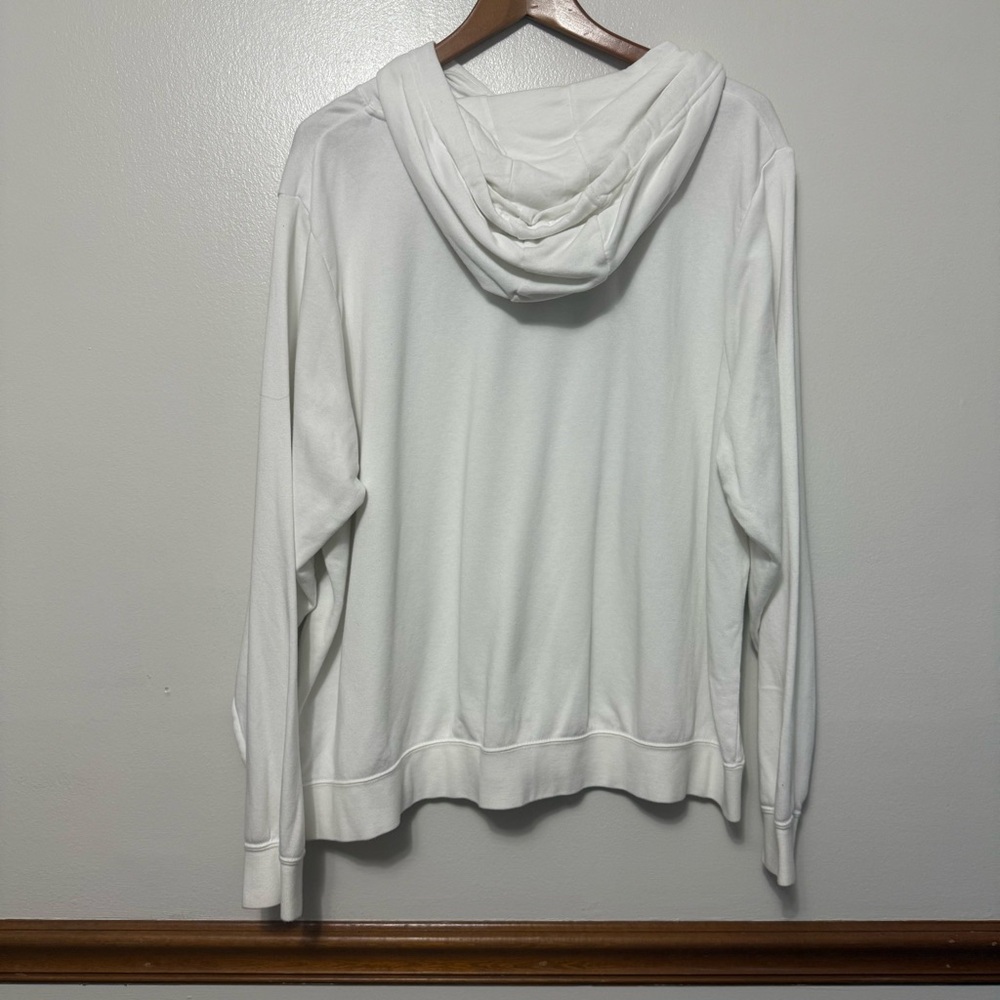 Nike Spellout Swoosh White Hoodie Cotton Blend Sweatshirt Women’s 2X Pullover - Picture 3 of 10